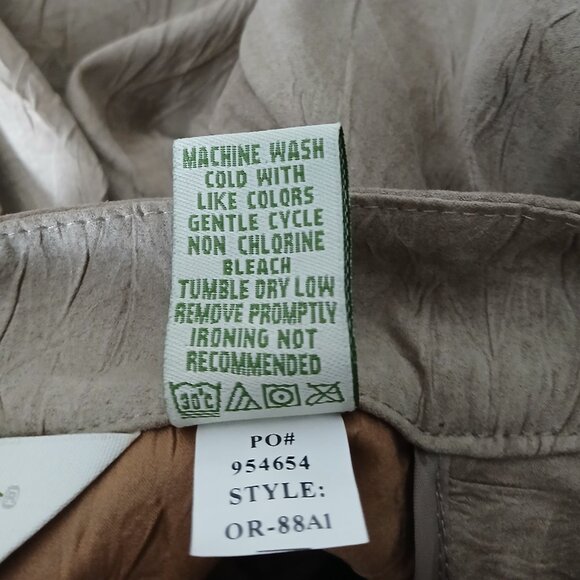 Orvis Jacket Blouse Top Size 6 Textured Crepe Beige Button Front Faux Suede - Picture 11 of 11